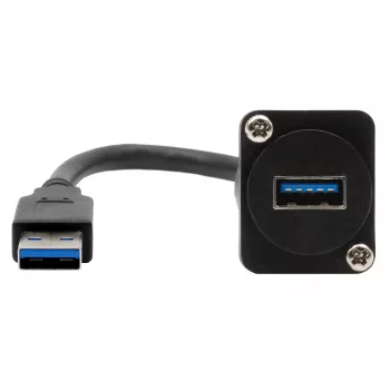 EXSYS EX-49164 vgradni adapter kabel D-tip USB 3.2 Gen 1, USB-A vtič na vtičnico, 20 cm, črn