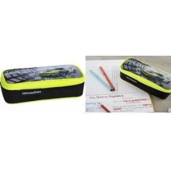 FABER-CASTELL EBERHARD FABER Race Car peresnica, črna/neon rumena poliester, velik glavni predal, predal z zadrgo 577575
