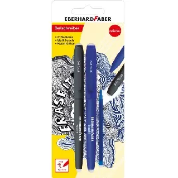 Faber-Castell Eberhard Faber Erase it! gel pero, 0,7 mm, modro, Action set, blister karta 582103