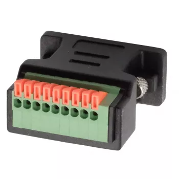 EXSYS EX-49110 adapter DB9 moški na 9-Pin vijačni priključni blok s tipko