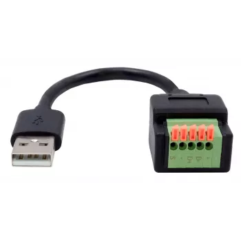 EXSYS USB-A vtič na 5-pinski terminalni blok adapter kabel s tipko, USB 2.0, 15 cm EX-49129
