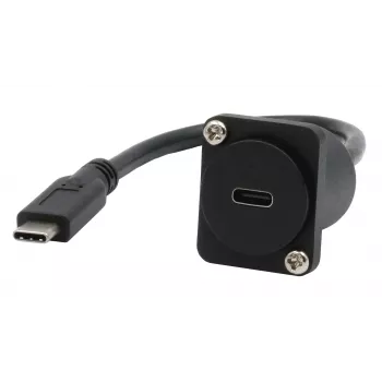 EXSYS EX-49166 D-tip USB-C vtičnica na vtič adapter kabel, USB 3.2 Gen 2, 20 cm, črn