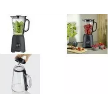 SEVERIN stoječi mešalnik SM 3722, 600 W, mat črn, snemljiva 1,5 L steklenica brez BPA, pokrov z merilno posodico, rezila iz nerjavnega jekla, 2 hitrosti, impulz, drobljenje ledu