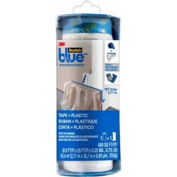 3M PTD2093EL-107 ScotchBlue™ zaščitna folija z integriranim lepilnim trakom, modra, 17 m x 2,7 m, 1 zvitek
