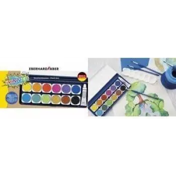 Faber-Castell Eberhard Faber WINNER škatla s pokrivnimi barvami, 12 svetlih barv, prosojen snemljiv pokrov 578314