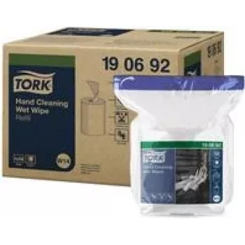 TORK 190692 Premium čistilne vlažne krpe za roke, 58 kosov, 300 x 270 mm, brez topil, pH nevtralne, aloe vera in glicerin, posoda za večkratno zapiranje
