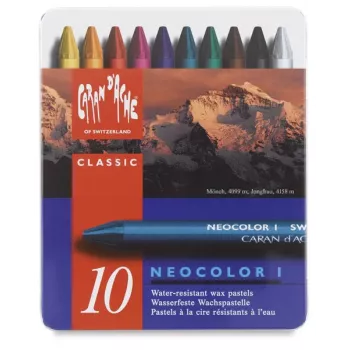 Caran d'Ache Neocolor I voščene barvice, set 10, okrogle, papirnati ovoj, homogene barve 7000.310