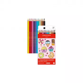 Caran d'Ache Swisscolor Kawaii Candy akvarelne barvice, set 12, šestrobne, cedrovina 1285.802