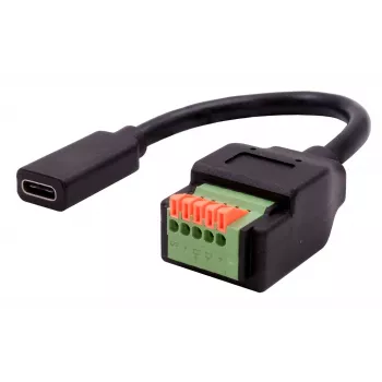 EXSYS EX-49122 USB-C vtičnica na 5-pinski priključni blok adapter s tipko, USB 2.0, 15 cm