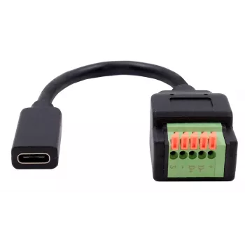 EXSYS EX-49122 USB-C vtičnica na 5-pinski priključni blok adapter s tipko, USB 2.0, 15 cm