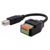 EXSYS USB-B vtič na 5-pinski terminalblock adapter kabel s tipko, USB 2.0, 15 cm EX-49131