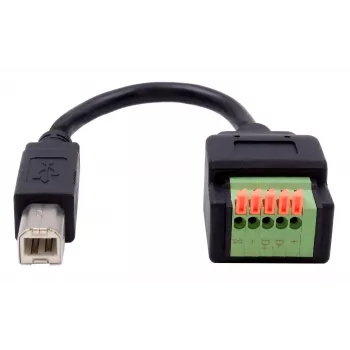 EXSYS USB-B vtič na 5-pinski terminalblock adapter kabel s tipko, USB 2.0, 15 cm EX-49131