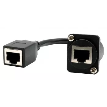 EXSYS D-tip vgradna vtičnica RJ45, vtičnica na vtičnico, CAT.5e, 20 cm, oklopljena, črna EX-49160