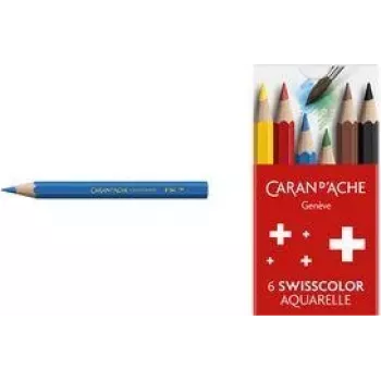 Caran d'Ache Swisscolor Aquarelle akvarelne barvice, topne v vodi, set 6, cedrovina, šestkotne 1286.806