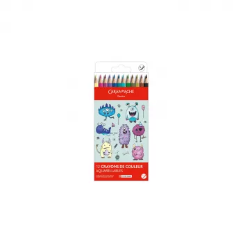 Caran d'Ache Swisscolor Kawaii Monsters barvice, topne v vodi, set 12, šestkotna cedrovina 1285.801