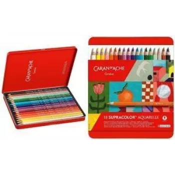 Akvarelni svinčniki Caran d'Ache Supracolor Soft Special Edition, komplet 18, različne barve, kovinska škatla 3888.418