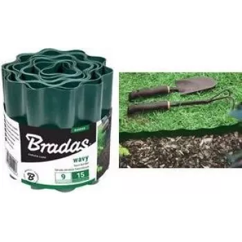 Bradas OBFG 0915 vrtni rob, zelen valovit, višina 150 mm, dolžina 9 m, vremensko odporna plastika