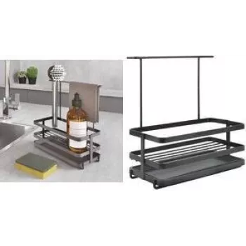 Metaltex Tokyo LAVA organizator za pomivalno korito, mat črn, kovina, odporen proti rji, odporen proti udarcem, 1 kos 352902000