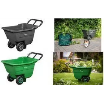Bradas HANDY-GO vrtni samokolnica 90 L zelena, nosilnost 150 kg, plastična kad, jeklen okvir, zračno kolo TQ-WB090GR
