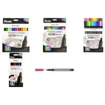 Pentel Arts Pointliner set finelinerjev, 0,4 mm, različne barve, paket 6 S40-6