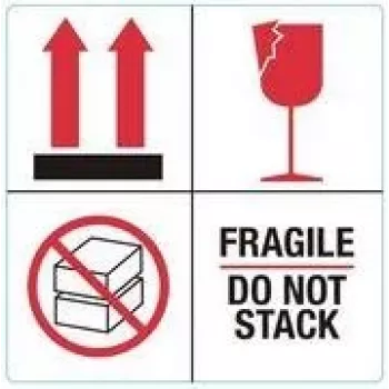 RILLPRINT 76930 opozorilne etikete FRAGILE / DO NOT STACK, permanentno lepilo, papir, belo-rdeče-črne, 100 x 50 mm, 500 etiket na rolo