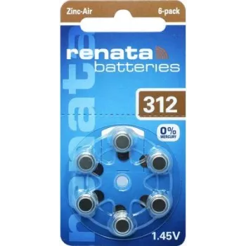 Renata ZA312 cink-zračna baterija za slušne aparate PR41 165 mAh 1,4 V, 6 kosov ZA312.DP6 0HG