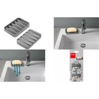 Metaltex Gravity-Soap Soap posodica za milo, siva, PEVA/EVA, obojestranska, 1 kos 297019000