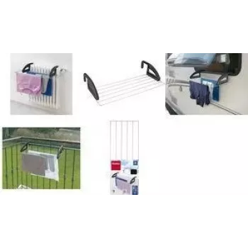 Metaltex Click sušilnik za perilo za radiator in balkon, srebrno-črn, 3 m dolžina sušenja, zložljiv, jeklo z epoksidnim premazom, 5 palic 405810039