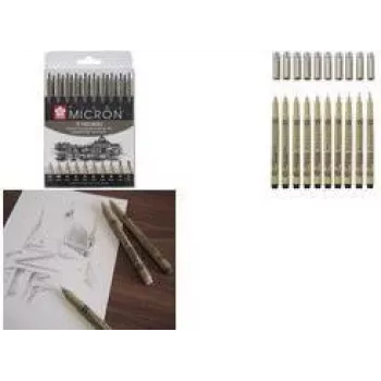 SAKURA Pigma Micron komplet finelinerjev, 10 črnih, debeline črt 0,15–0,70 mm, POXSDK10A