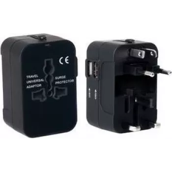 PAVO univerzalni potovalni adapter s polnjenjem USB (US/AU/EU/UK), črn 8025329