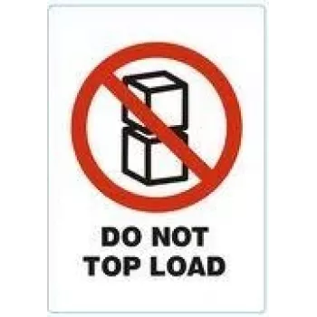 RILLPRINT DO NOT TOP LOAD trajno lepljive opozorilne etikete, bele z rdečim/črnim besedilom, 74 x 105 mm, 500 etiket na roli 76950