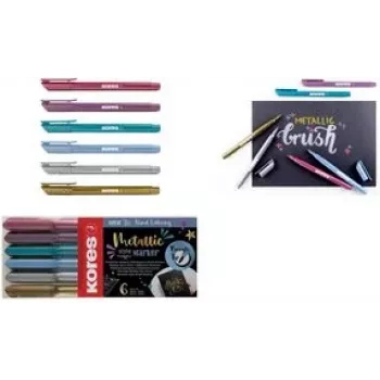 Kores barvni marker s čopičasto konico Brush Tip Marker Metallic Style Brushpen v kovinskih barvah, konica s čopičem, idealno za umetnost in ustvarjanje - 1 kos (M21461)