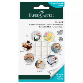 Faber-Castell Tack-It lepilna masa, odstranljiva in večkrat uporabna, bela, 84 kosov (589150)