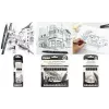 PentelArts Permanent Fineliner Pointliner set 8 kosov, črn, 0,03 mm do 0,8 mm + čopič YS20P-8