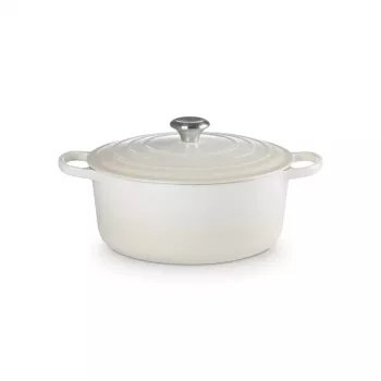 LE CREUSET okrogla pekač iz emajlirane litine 34cm 12L kremna
