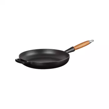 LE CREUSET litoželezna ponev z lesenim ročajem Ø28cm mat črna