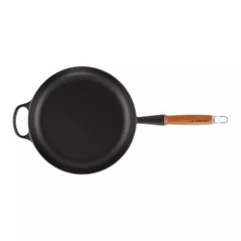 LE CREUSET litoželezna ponev z lesenim ročajem Ø28cm mat črna