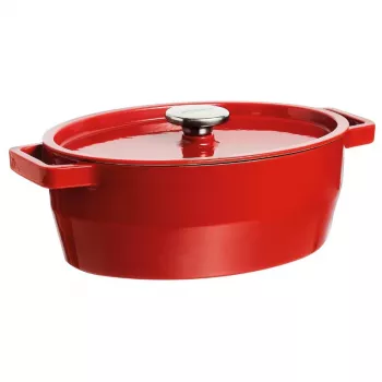 Pyrex litoželezna ovalna posoda 5,8L, rdeča, 33x25cm