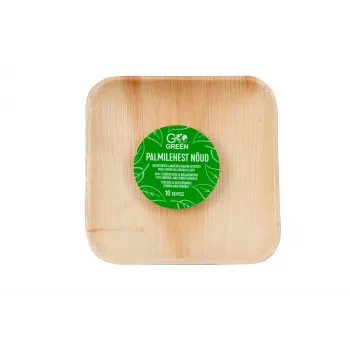 GoGreen areka krožniki iz palmovih listov 15x15 cm kvadratni 10 kosov naravni za enkratno uporabo