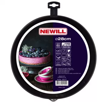 NEWILL model za peko kolača Ø28x7,6 cm, črn, protilepljiva prevleka, ogljikovo jeklo