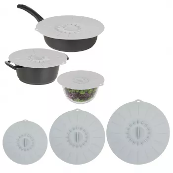 ASI COLLECTION komplet silikonskih pokrovov s 3 Ø20/26/30cm sivih