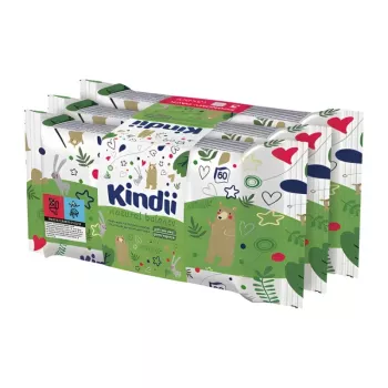 Kindii Natural Balance otroške vlažilne krpice, 3x60 kosov
