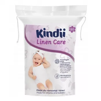 Kindii Linen Care otroške vatirane blazinice, 100 % čisti bombaž, hipoalergeno, dermatološko testirano, 50 kosov