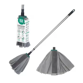Glava mikrofiber krpe za brisanje s teleskopskim ročajem Eco Ego CIRCULAR RUBI