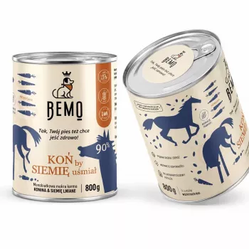BEMO konj z lanenim semenom mono mokra hrana za pse - 800g