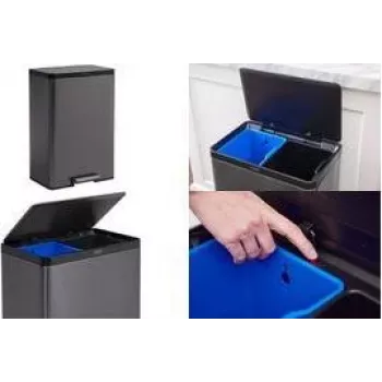 Rubbermaid Elite Dual Stream 39L posoda za recikliranje iz nerjavnega jekla s pedalom, 2 predala 2145987