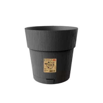 STEFANPLAST Ethica okrogel cvetlični lonec s podstavkom, 25 cm, siv, reciklirana plastika
