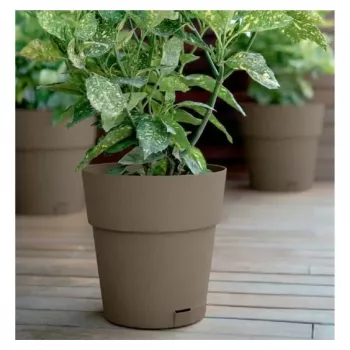 STEFANPLAST Ethica cvetlični lonec s podstavkom, 25x25 cm, rjav, 8,5 L, reciklirana plastika