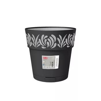 STEFANPLAST Gaia cvetlični lonec s podstavkom Ø25x25cm črn