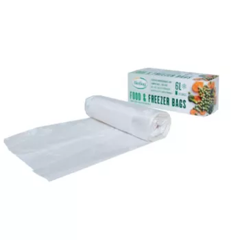 BioBag 6L kompostirne vrečke za zamrzovanje živil, 20 perforiranih vrečk na zvitek, 24 x 50 cm, 18 mikronov, prozorne